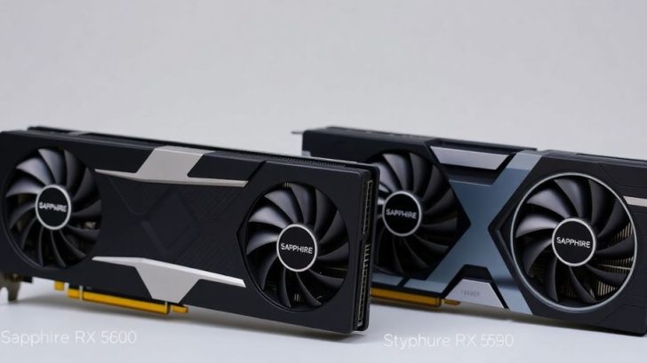 Sapphire RX 580 4GB and 8GB graphics cards side by side.