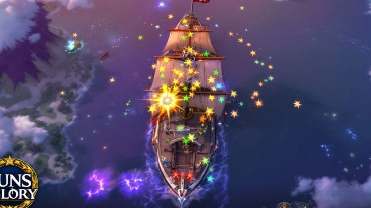 Guns of Glory airship in battle with star placements.